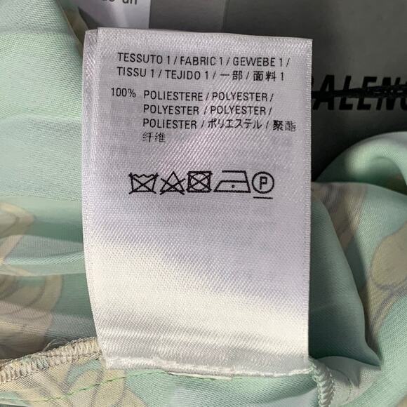 BALENCIAGA Size 6 Green Gold Polyester Chain Pleated Midi Skirt - Picture 5 of 5